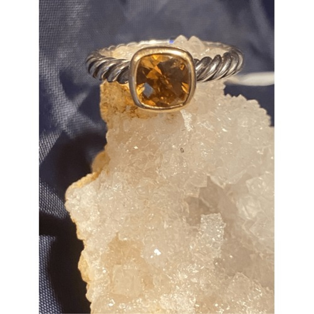 EUC Authentic David Yurman Nobelesse Citrine 18kt Gold & 925 SilveRing Size 4.75